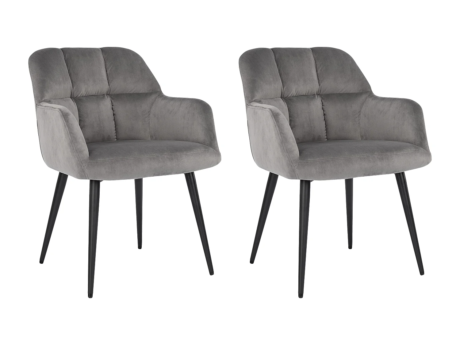 Zestaw 2 krzeseł PEGA marki Pascal Morabito – z podłokietnikami – welur i metal – kolor szary
