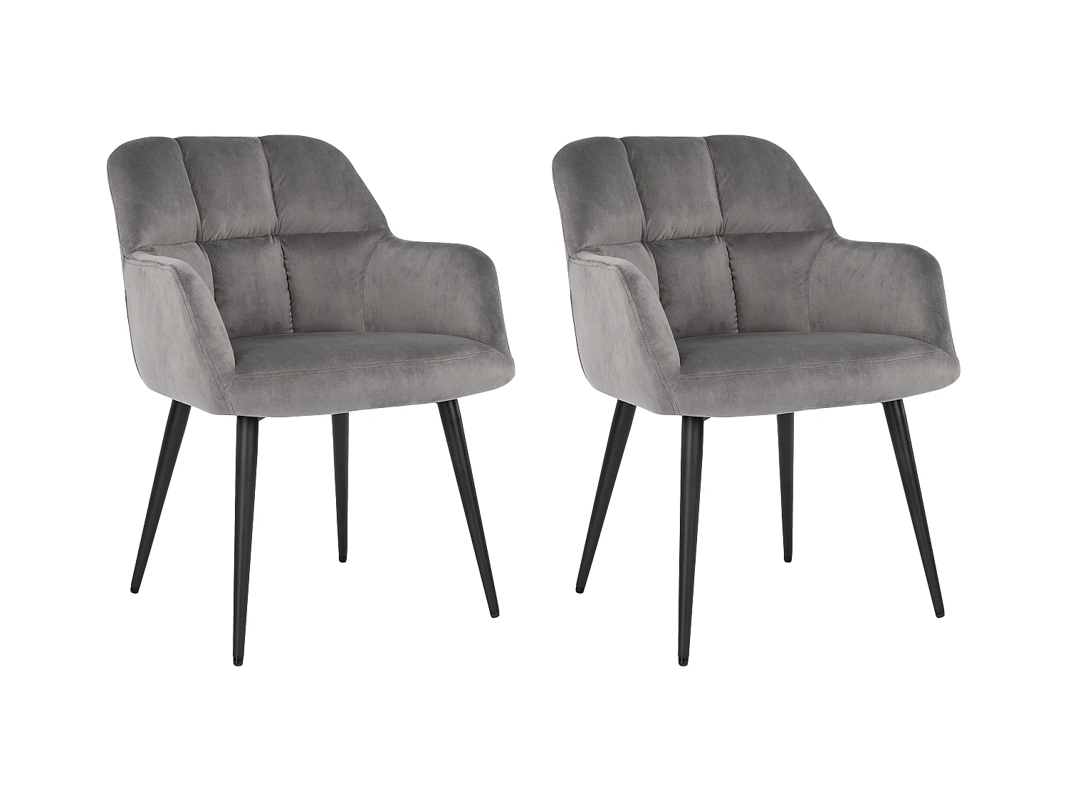 Set van 2 stoelen PEGA - Met armleuningen - Velours en metaal - Grijs - Van Pascal Morabito