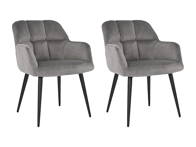 Stuhl 2er-Set - Samt & Metall - Grau - PEGA  von Pascal MORABITO
