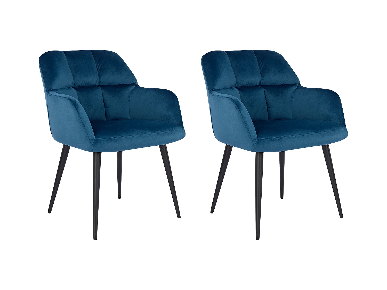 Lot de 2 chaises  avec accoudoirs - Velours et métal - Bleu - PEGA de Pascal MORABITO