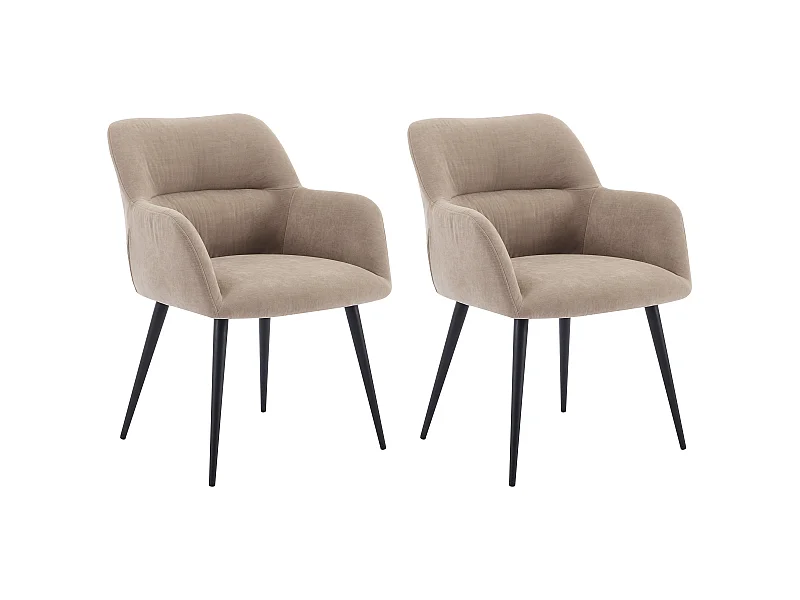 Zestaw 2 krzeseł HEKA – z podłokietnikami – tkanina i metal – kolor beżowy