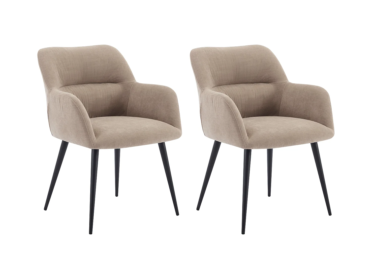 Set van 2 stoelen HEKA - Met armleuningen - Stof en metaal - Beige