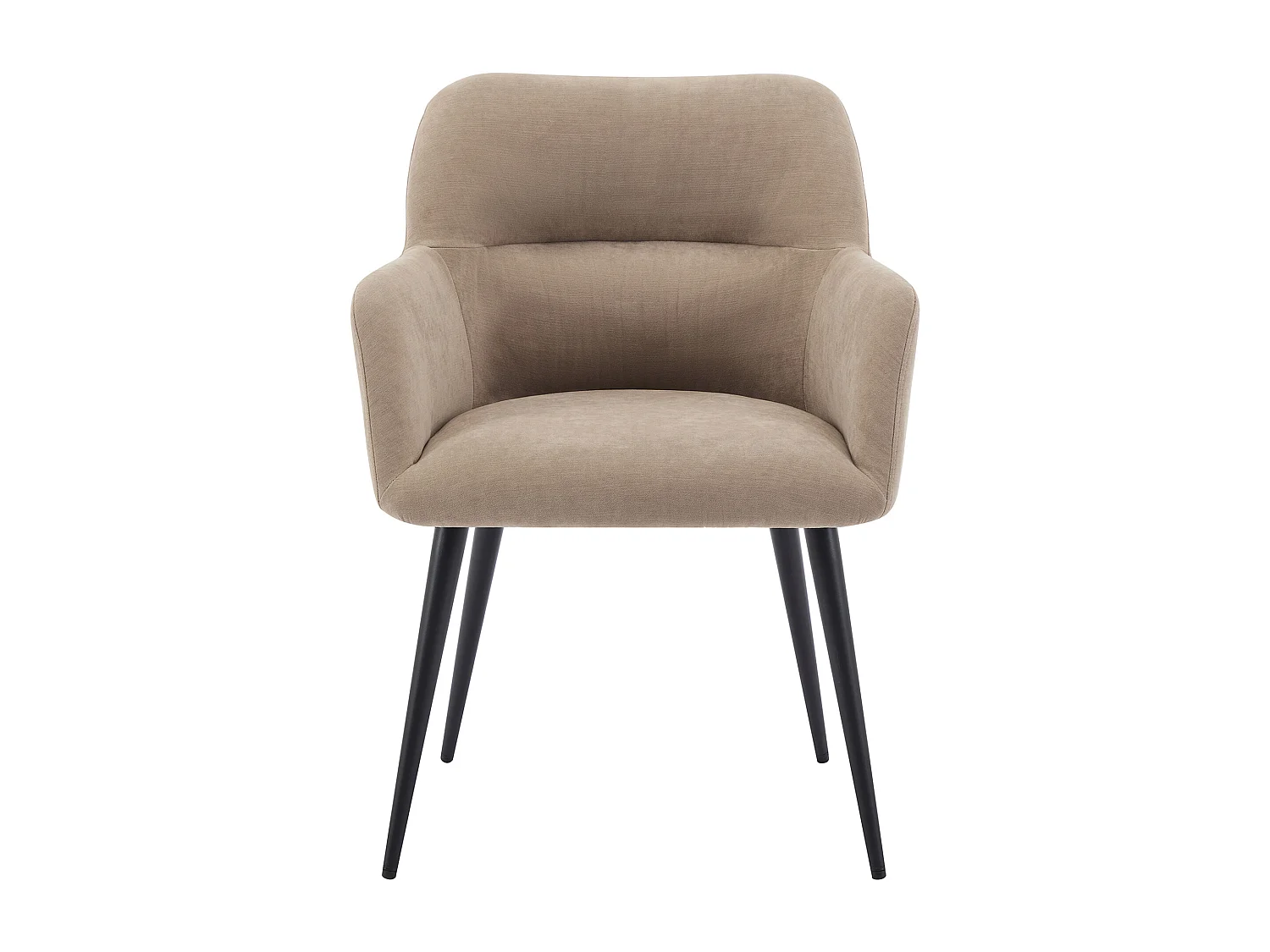 Lot de 2 chaises avec accoudoirs en tissu et métal noir - Beige - HEKA