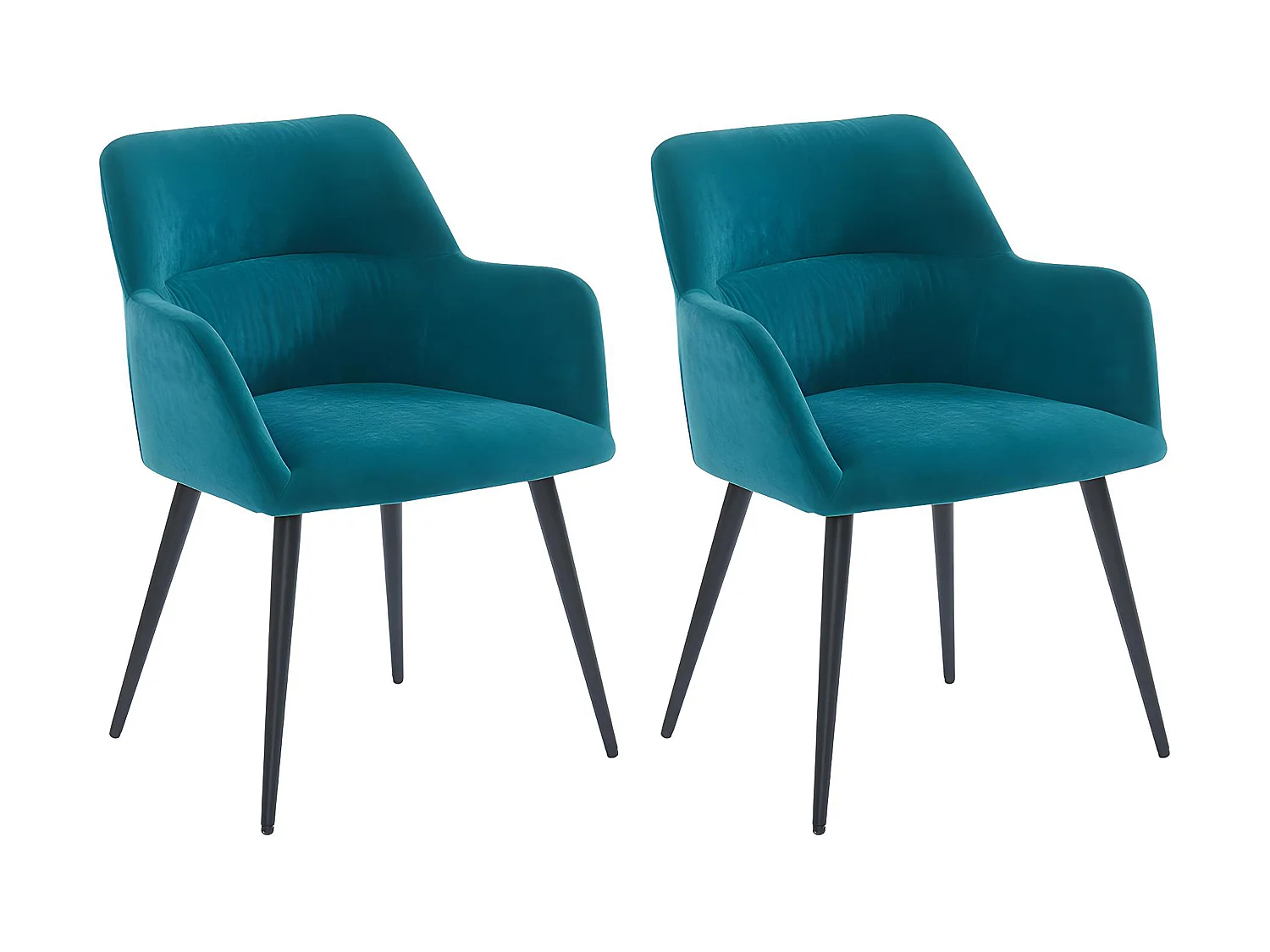 Set van 2 stoelen HEKA - Met armleuningen - Stof en metaal - Blauw