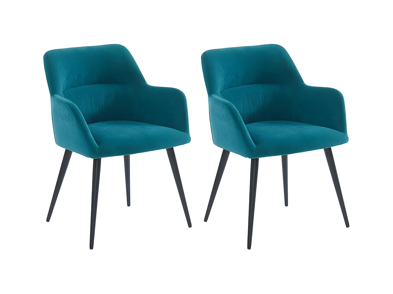 Juego de 2 sillas HEKA - Con reposabrazos - Tela y metal - Azul