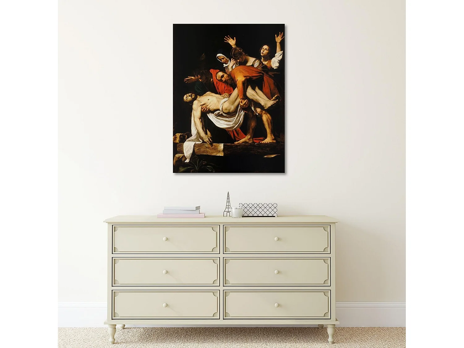 Tableau reproduction photo du caravage - descente de croix - 70 x 100 cm