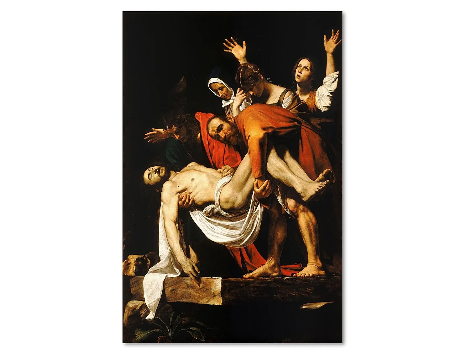 Tableau reproduction photo du caravage - descente de croix - 70 x 100 cm