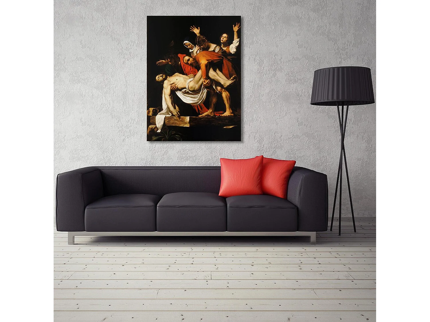 Tableau reproduction photo du caravage - descente de croix - 70 x 100 cm