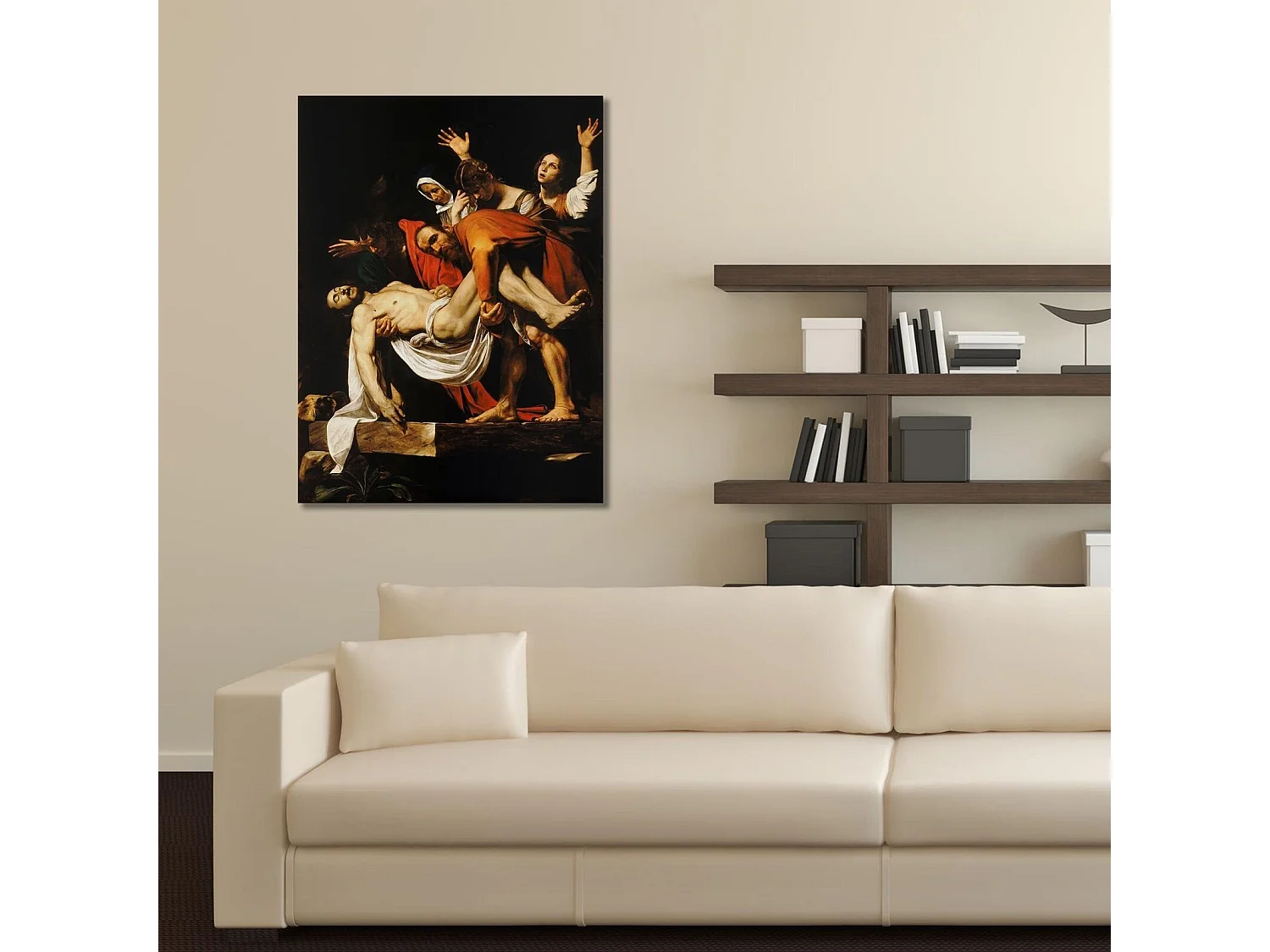 Tableau reproduction photo du caravage - descente de croix - 70 x 100 cm