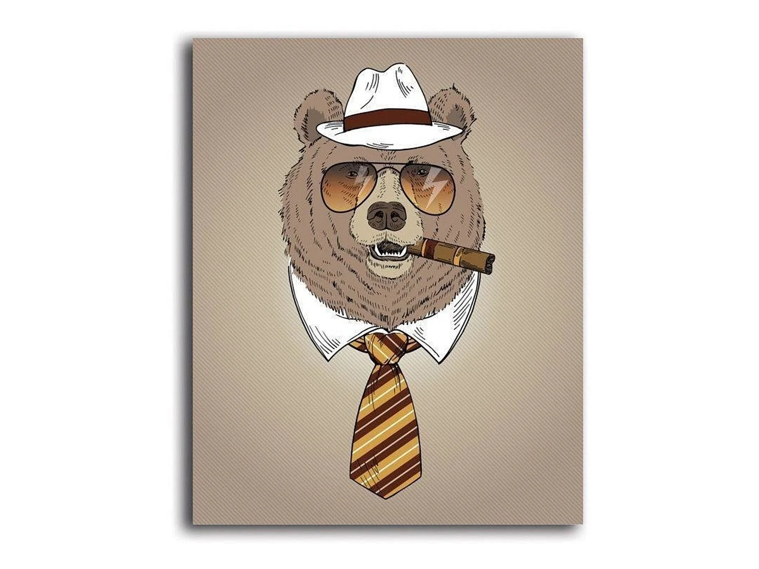 Tableau ours avec cigare - 40 x 60 cm