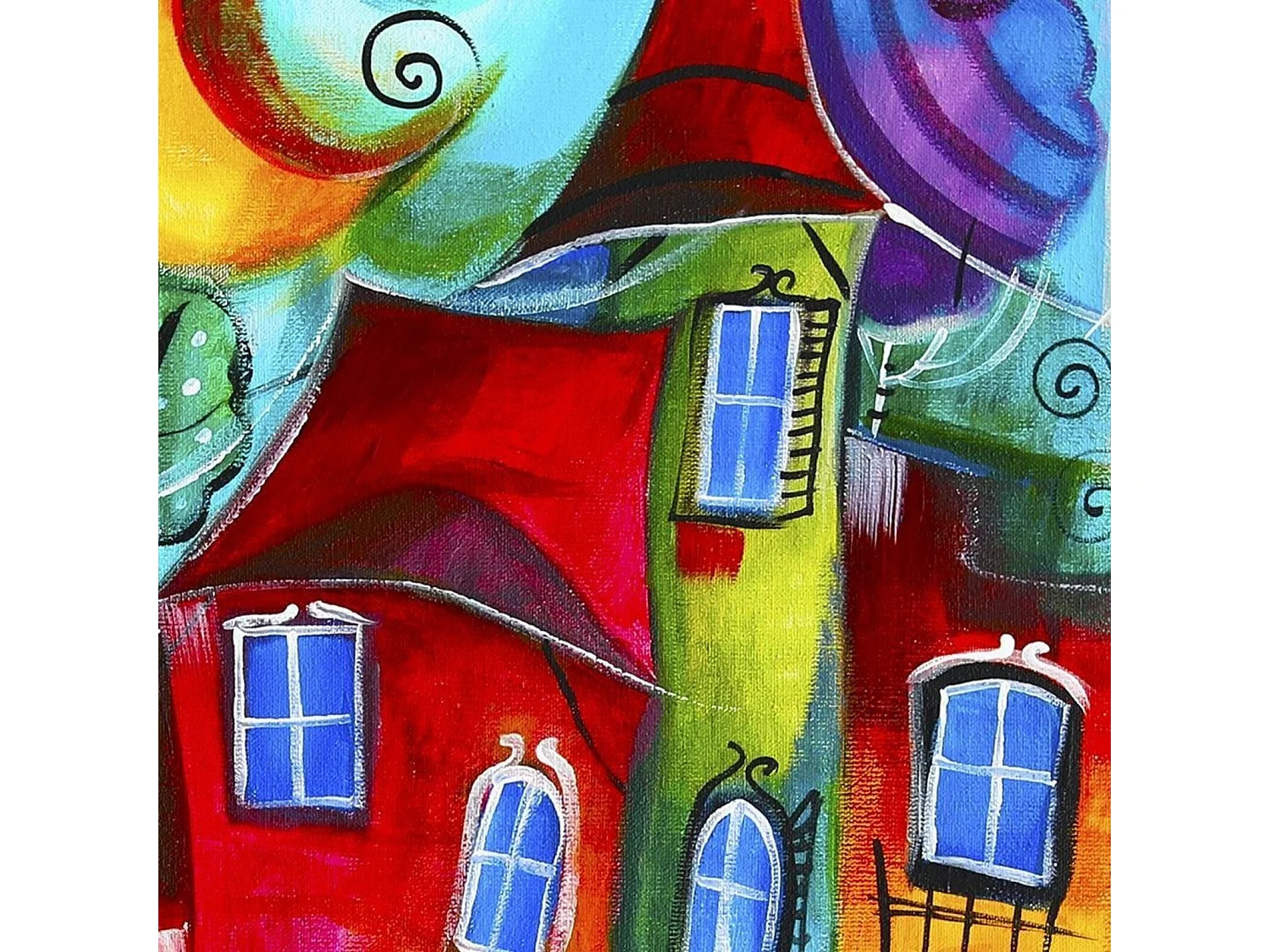 Tableau ville colorée la nuit - 40 x 60 cm
