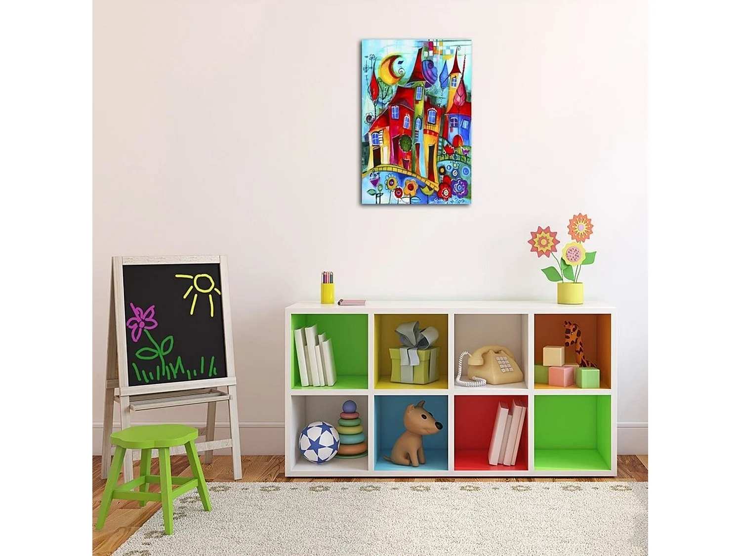 Tableau ville colorée la nuit - 40 x 60 cm