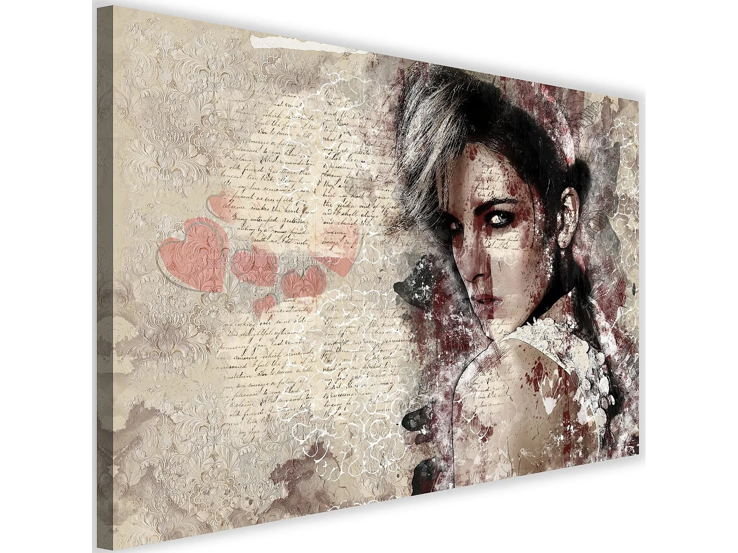 Grand Tableau mural impression sur verre Visage de femme 120x120 en Verre trempé Jaune Rouge Maira