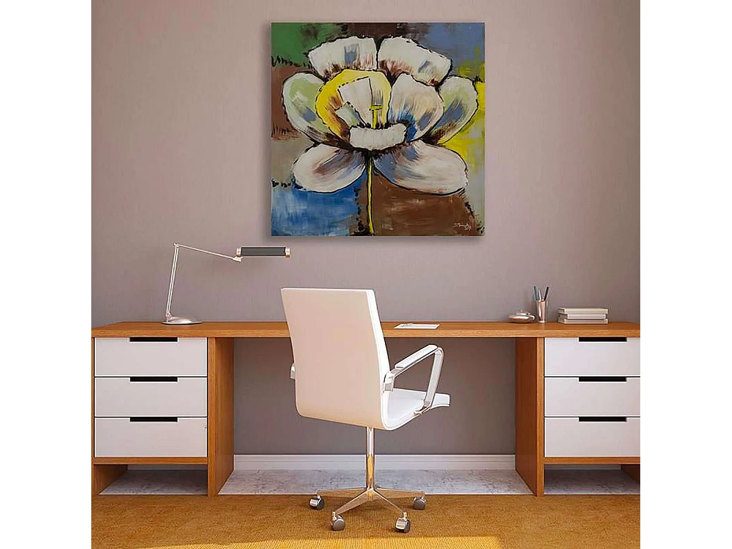 Tableau grande fleur - 90 x 90 cm