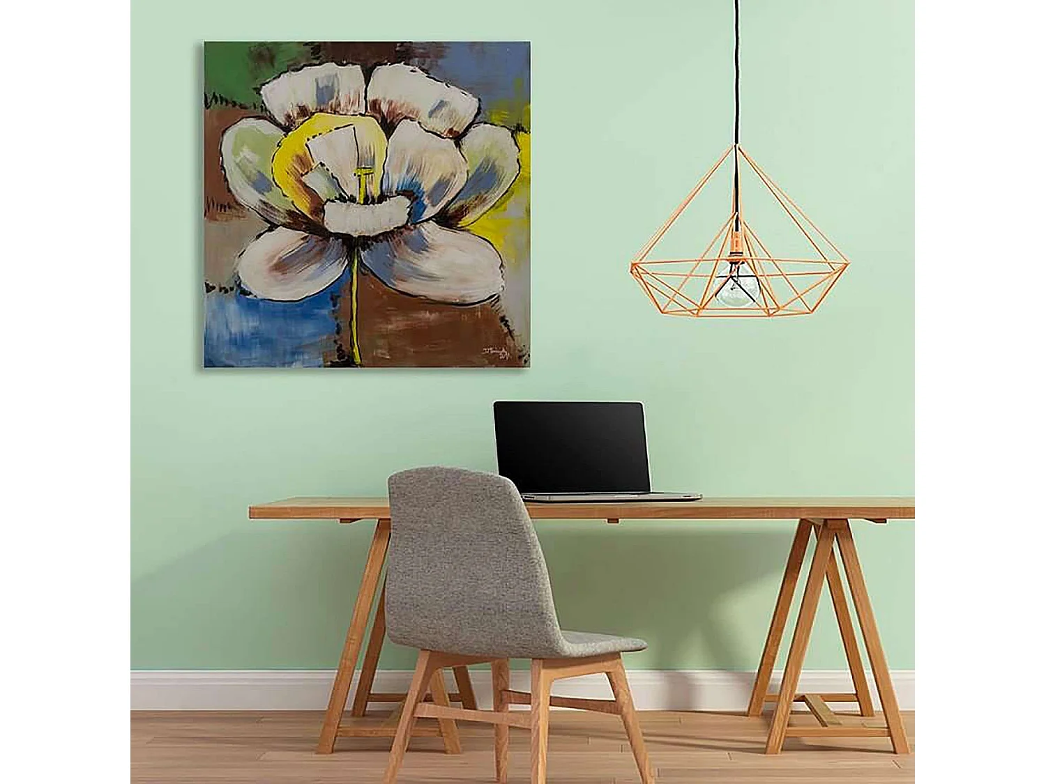 Tableau grande fleur - 90 x 90 cm