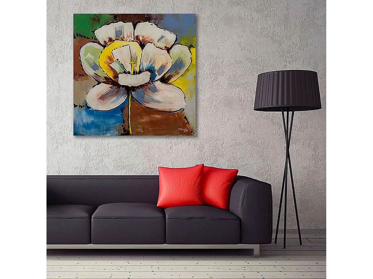 Tableau grande fleur - 90 x 90 cm