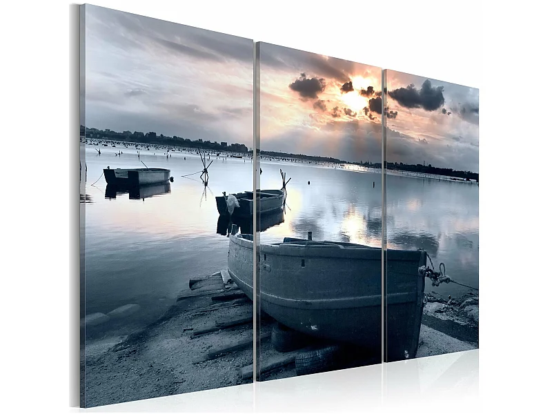 Tableau petit bateau au bord de la mer - 120 x 80 cm