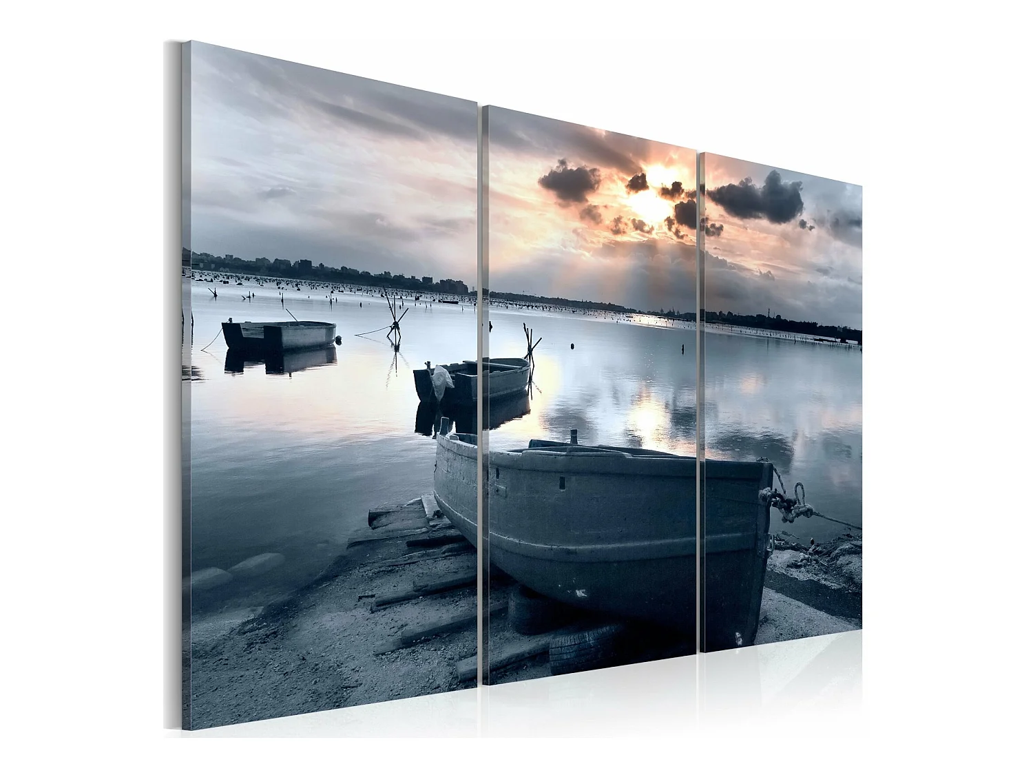 Tableau petit bateau au bord de la mer - 120 x 80 cm