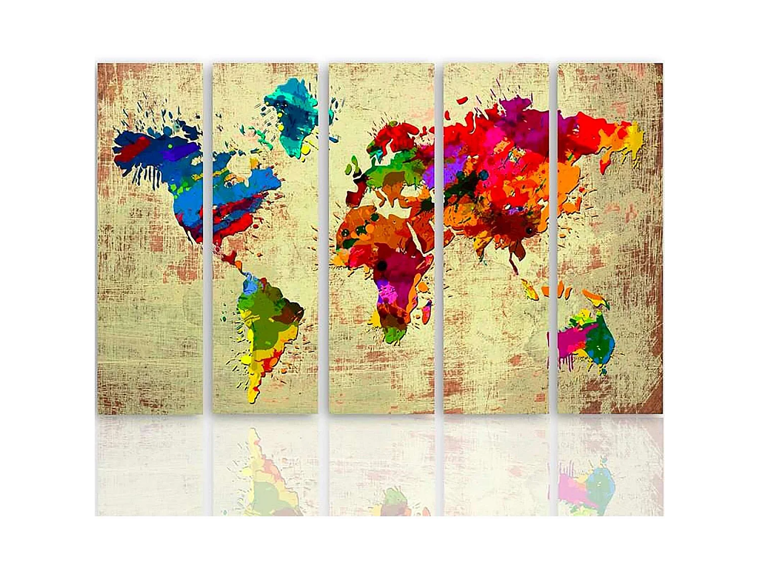 Tableau couleur carte du monde 2 - 200 x 100 cm