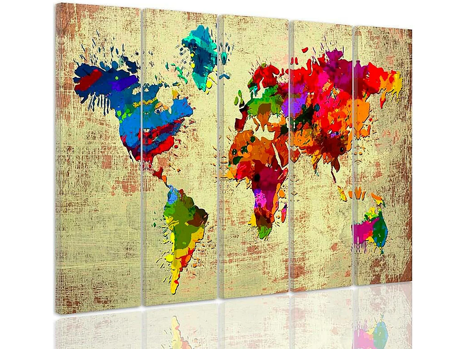 Tableau couleur carte du monde 2 - 200 x 100 cm