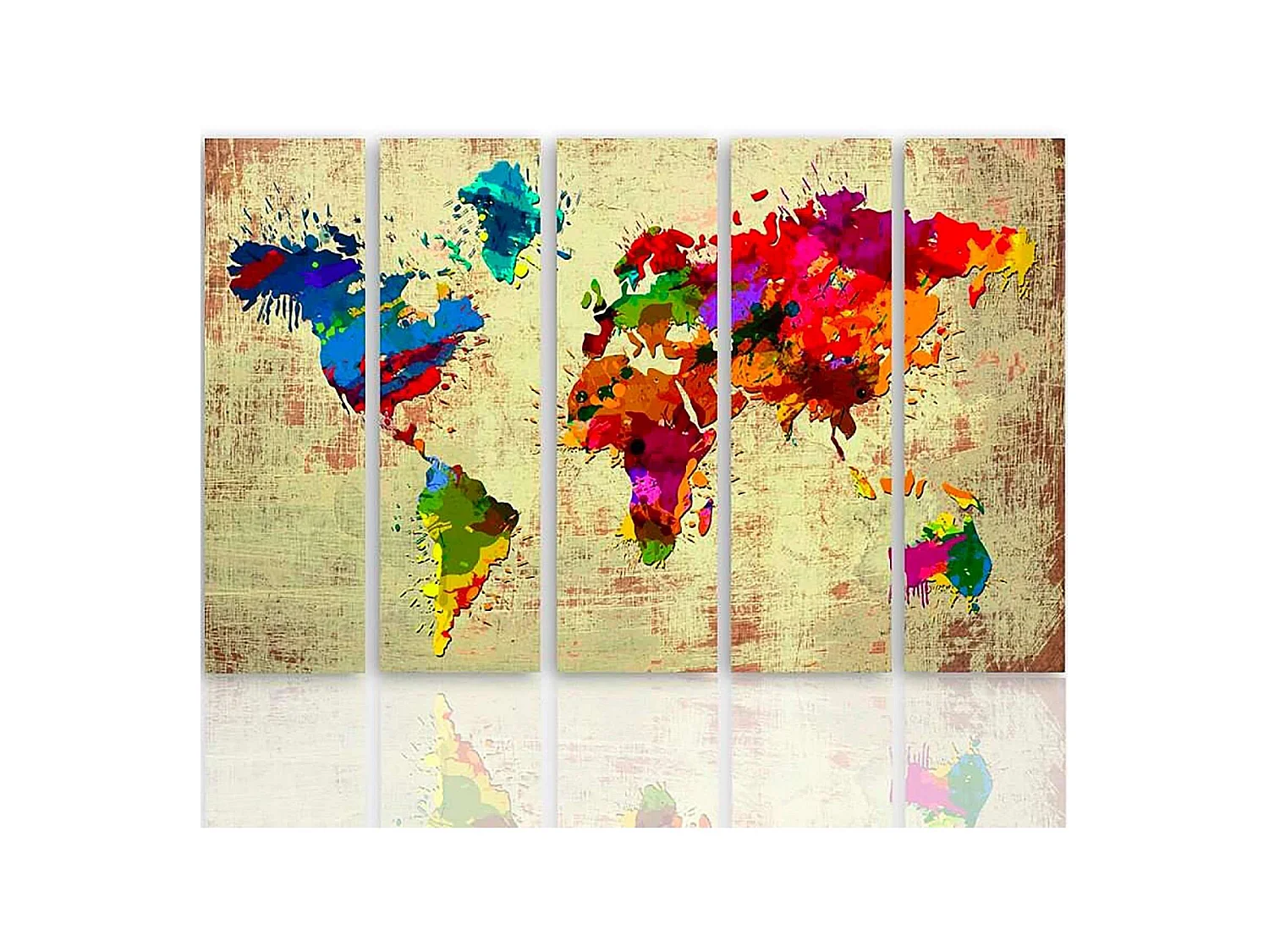 Tableau couleur carte du monde 2 - 200 x 100 cm