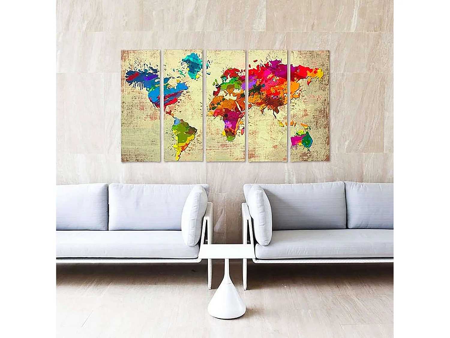 Tableau couleur carte du monde 2 - 200 x 100 cm