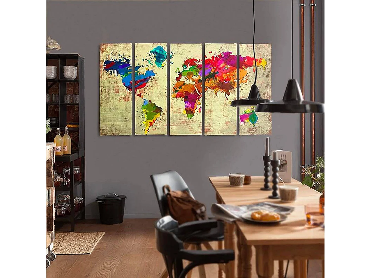 Tableau couleur carte du monde 2 - 200 x 100 cm