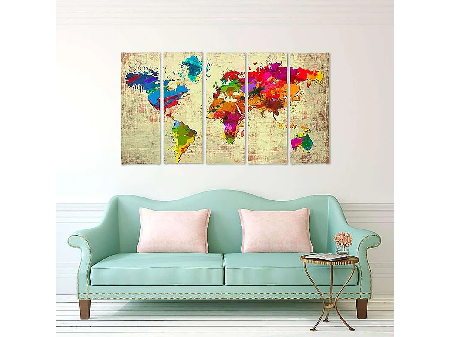 Tableau couleur carte du monde 2 - 200 x 100 cm