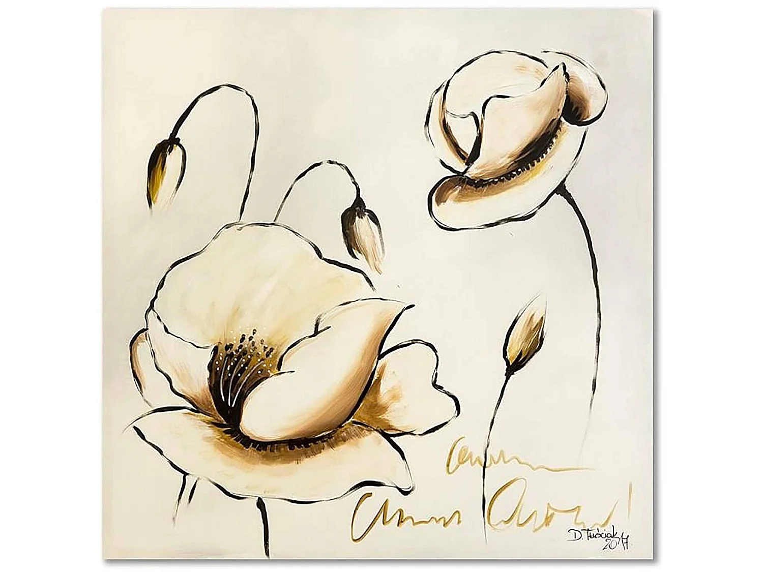 Tableau bois fleurs - 20 x 20 cm