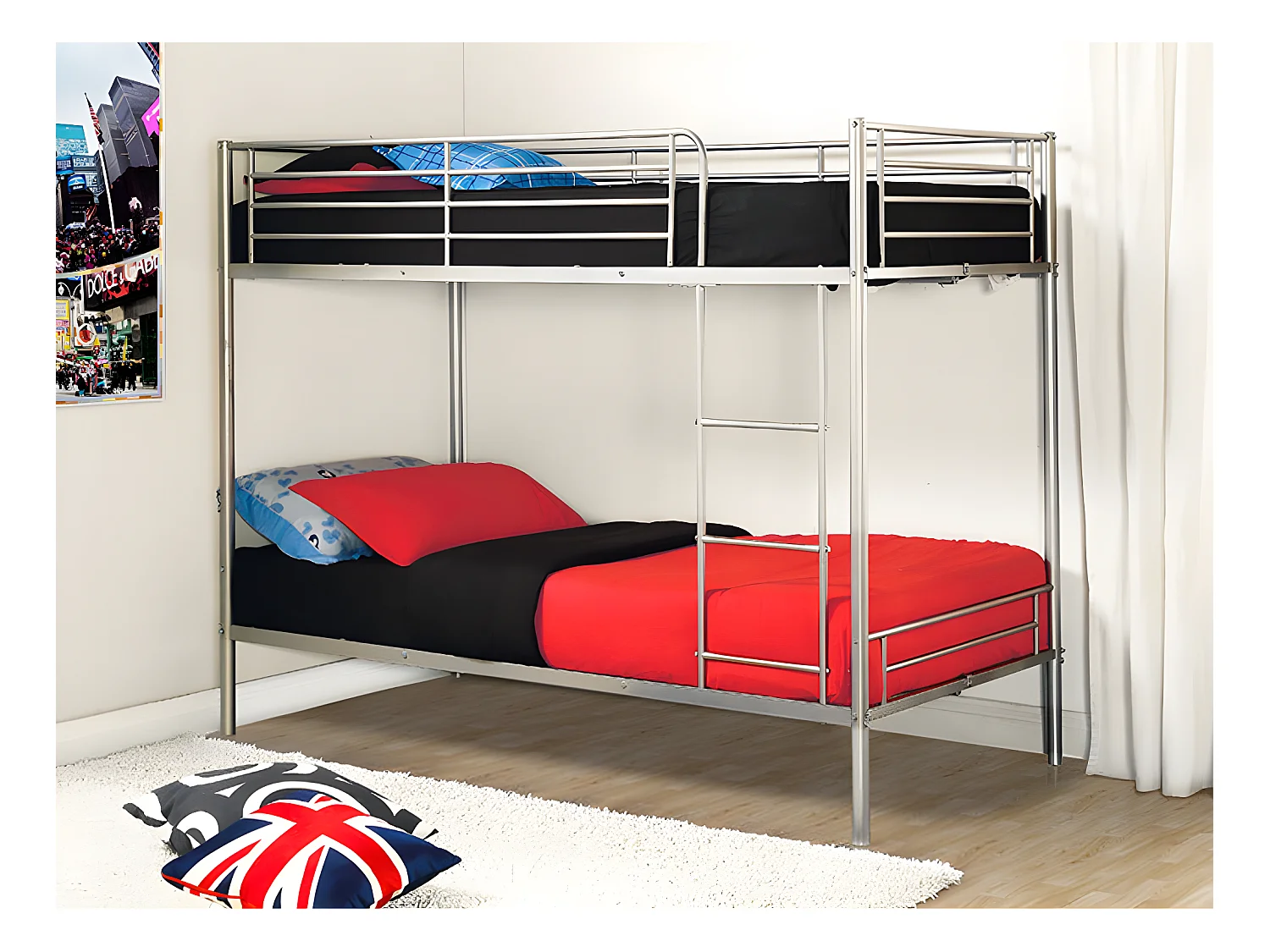 Letto a castello 2 x 90 x 190 cm Argento + Materasso - DUOTIS II