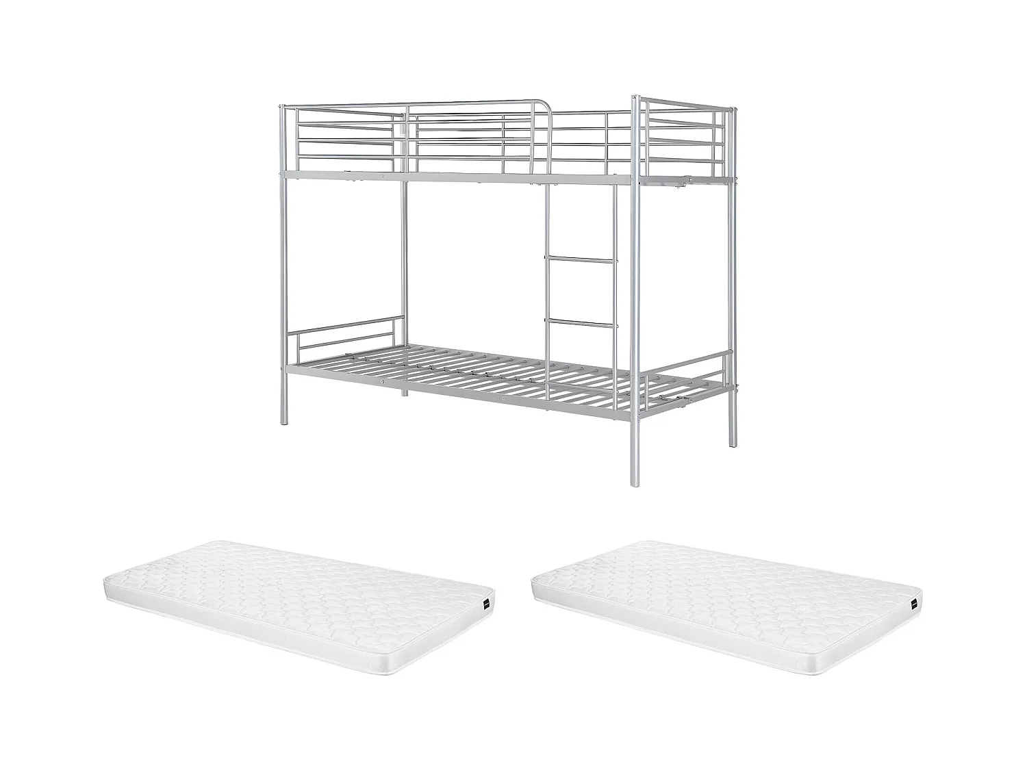 Lits superposés DUOTIS II - 2 x 90 x 190 cm - Argent + matelas
