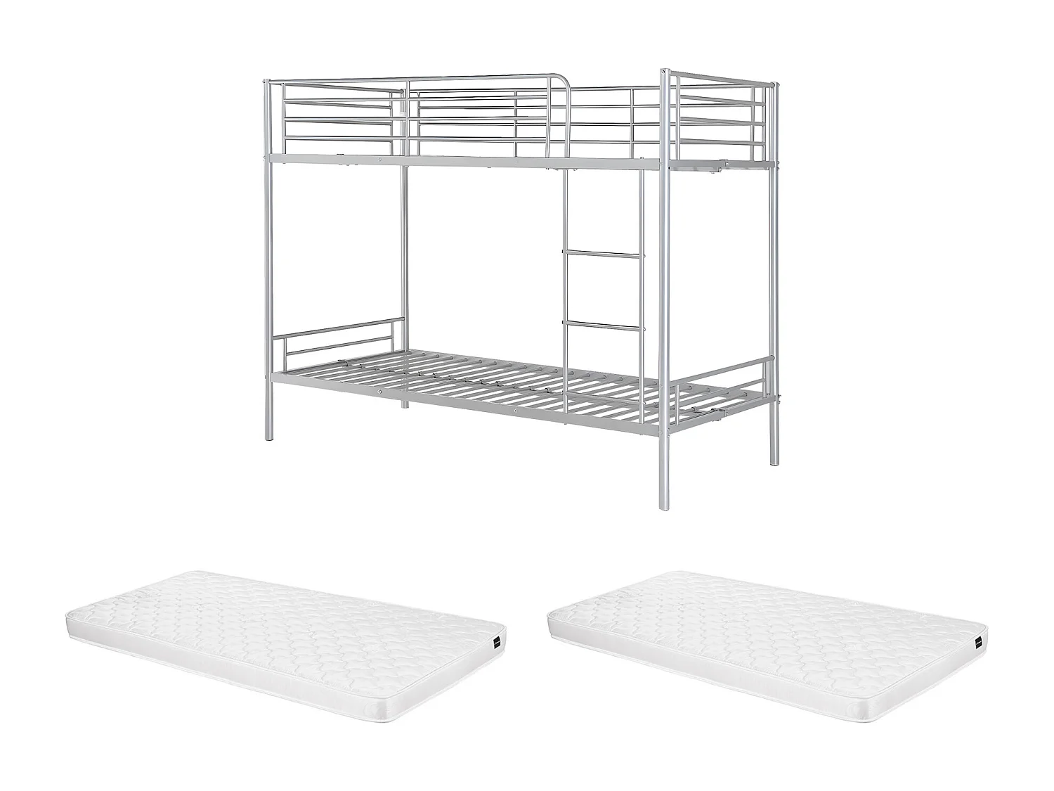 Lits superposés DUOTIS II - 2 x 90 x 190 cm - Argent + matelas