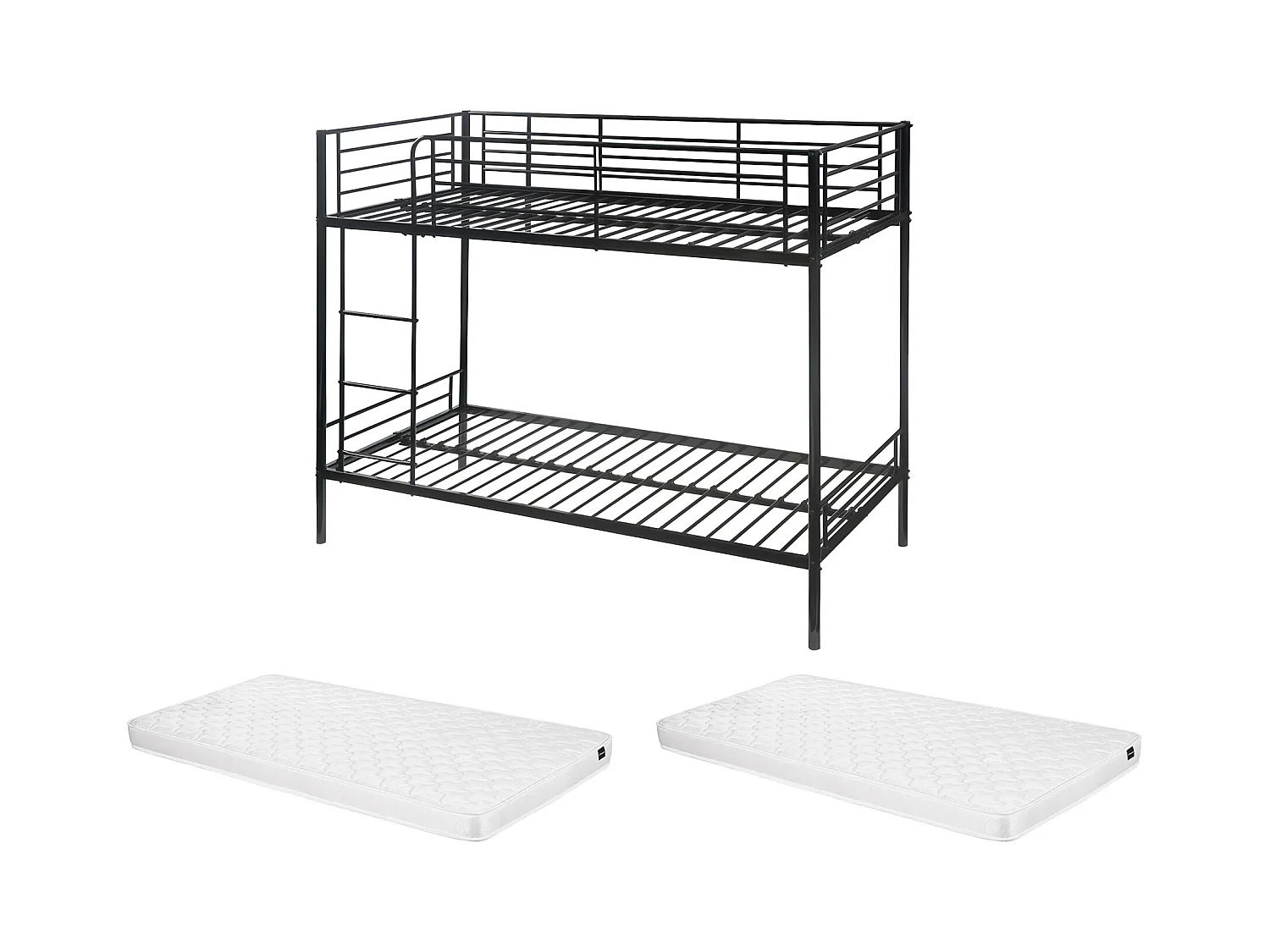 Stapelbed DUOTIS II - 2 x 90 x 190 cm - Zwart + matras