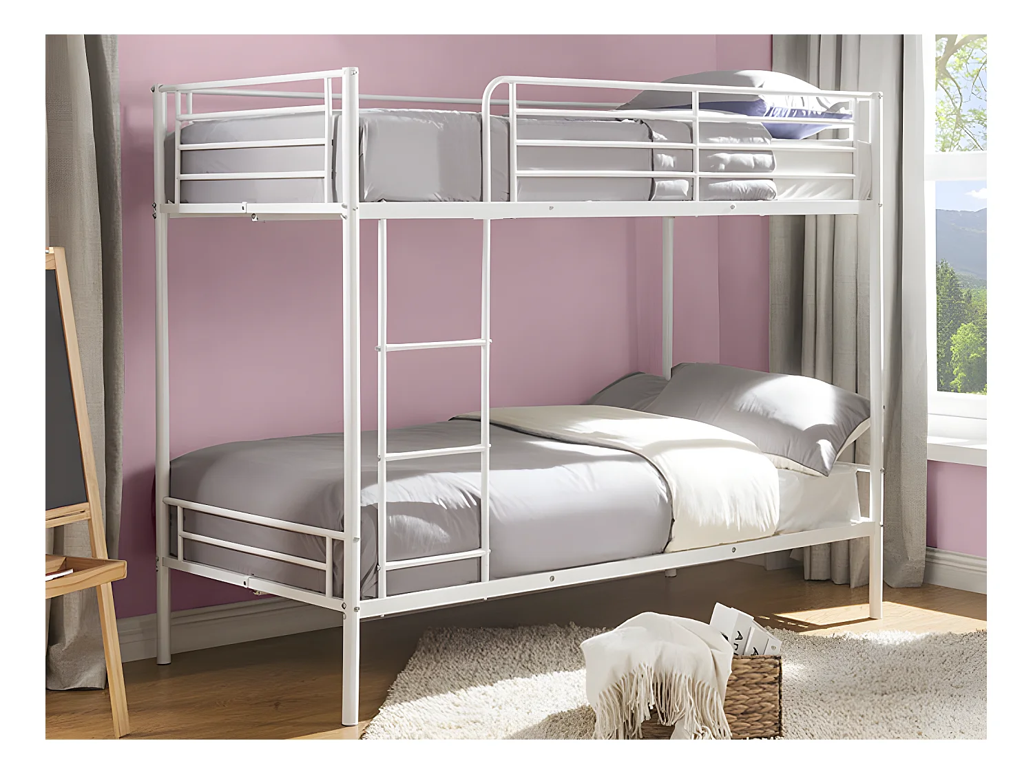 Etagenbett + Matratzen - 2 x 90 x 190 cm - Weiß - DUOTIS II