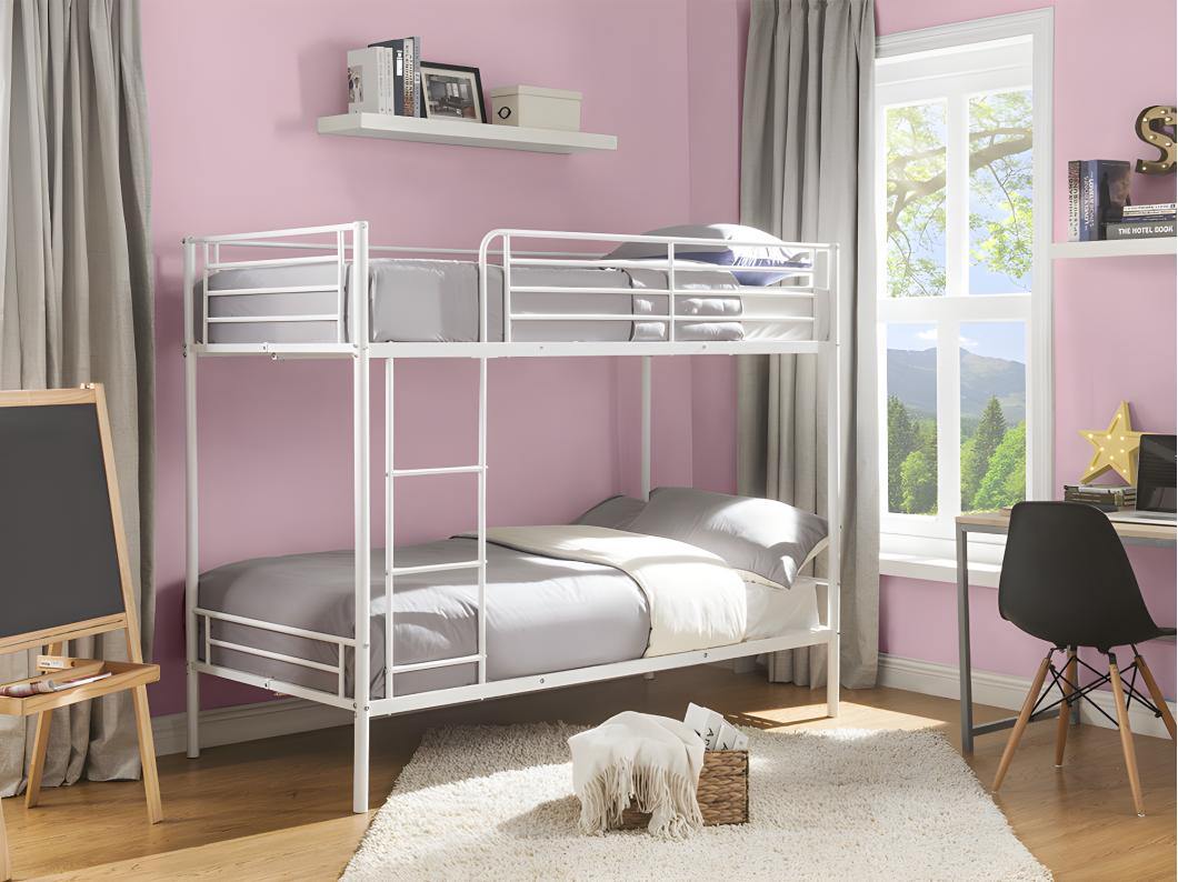 Etagenbett + Matratzen - 2 x 90 x 190 cm - Weiß - DUOTIS II