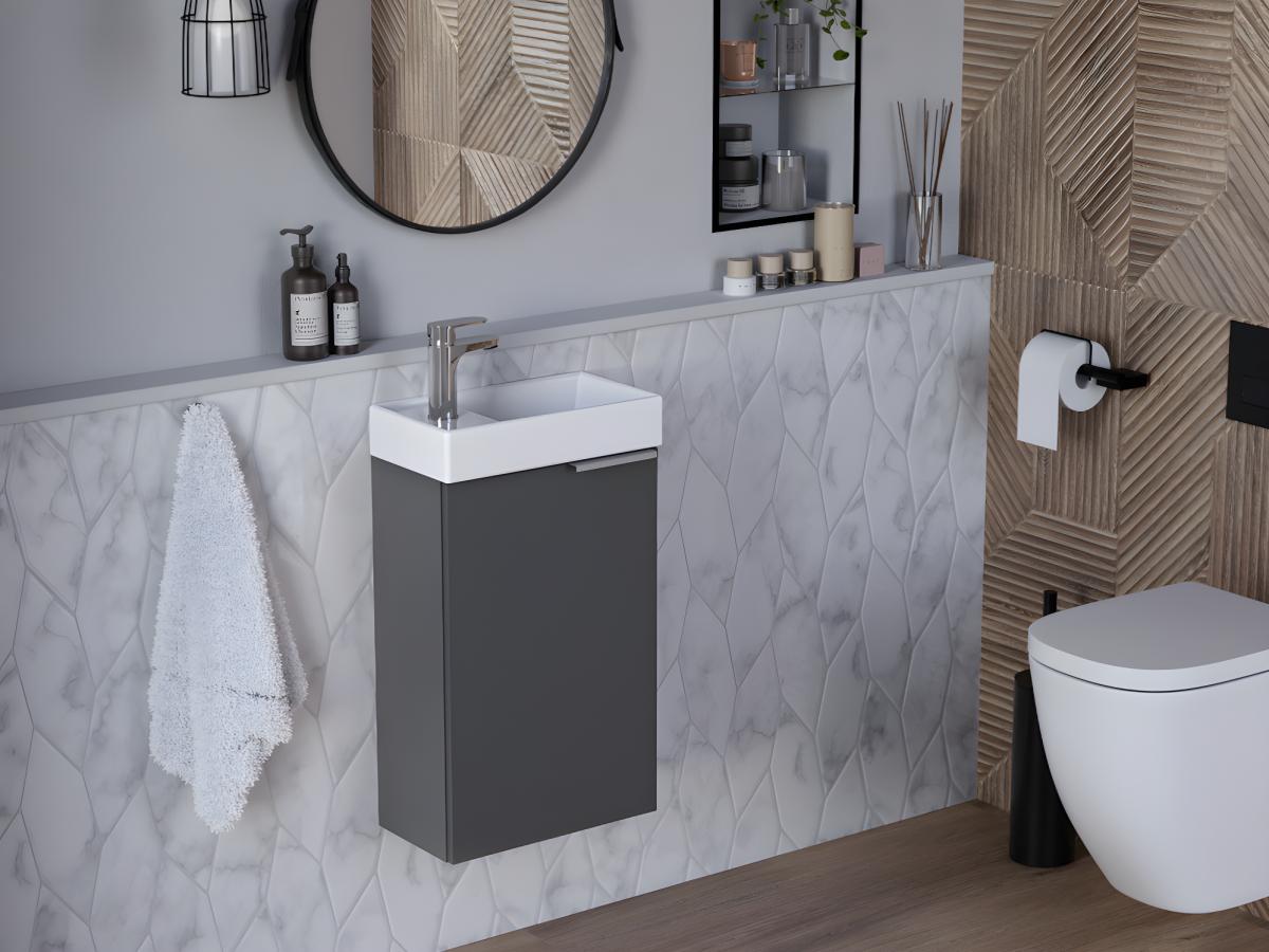 Hängewaschbecken mit Unterschrank TAHO - Grau kaufen