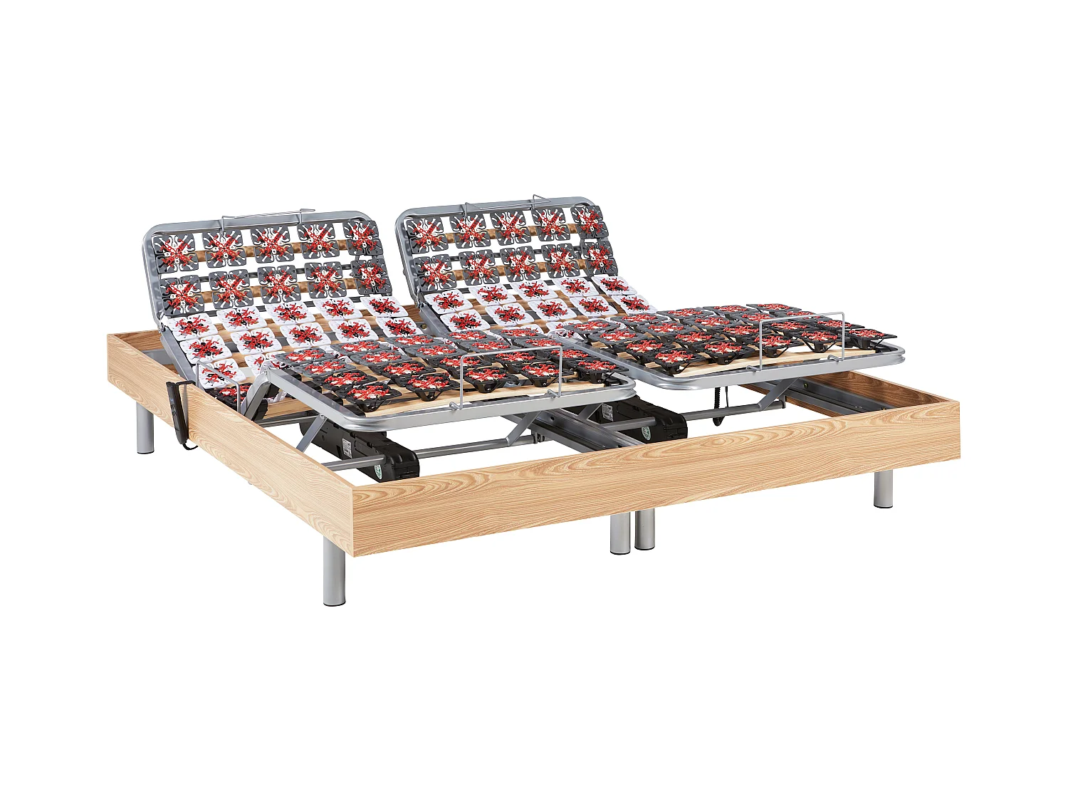 Elektrisch relaxbed met matras met vormgeheugen PHANES van DREAMEA - OKIN-motoren - Eiken - 2x90x200 cm