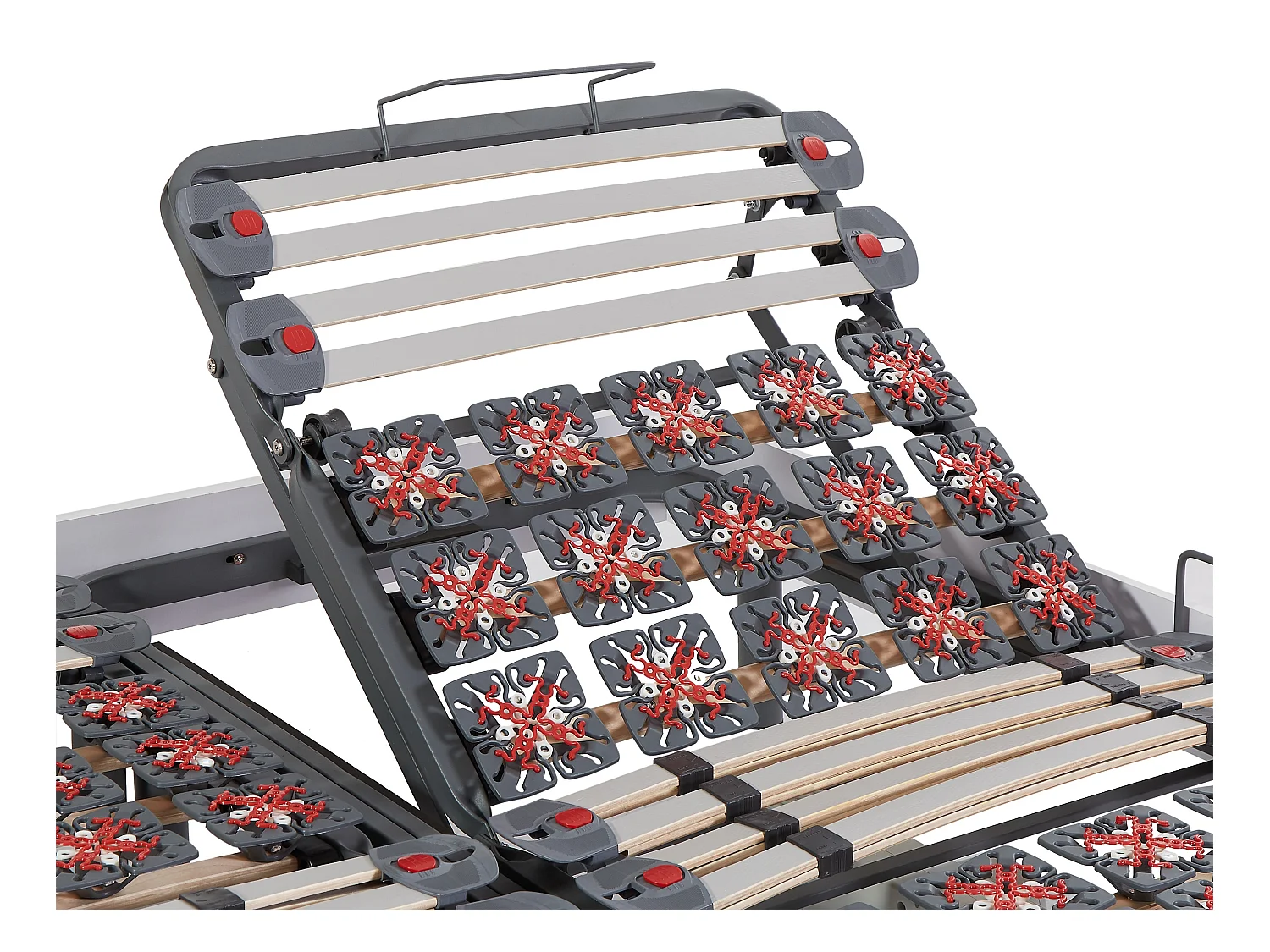 Cama elétrica articulada estrado de ripas, terminais elétricos colchão memória de forma e bambu DAMYSOS - Motores OKIN - 2x90x200 cm - Branco