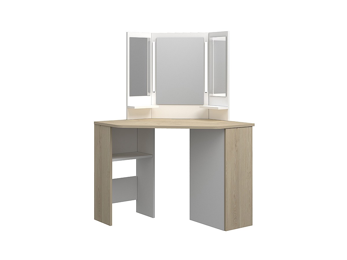 LED Eck-Schminktisch CHARLENE - Weiß & Eichefarben kaufen