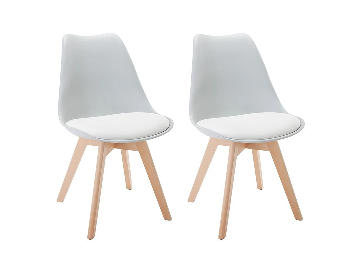 Lot de 2 chaises JODY - Polypropylène et Hêtre - Gris clair
