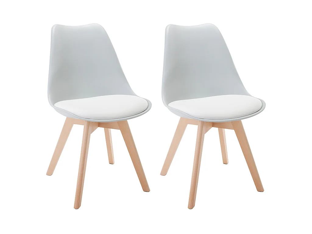 Stuhl 2er-Set - Polypropylen & Buche - Hellgrau - JODY