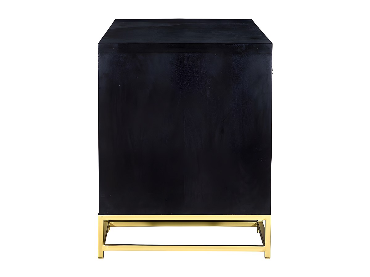 Escritorio art decó 3 cajones - Madera de mango y metal - Negro y