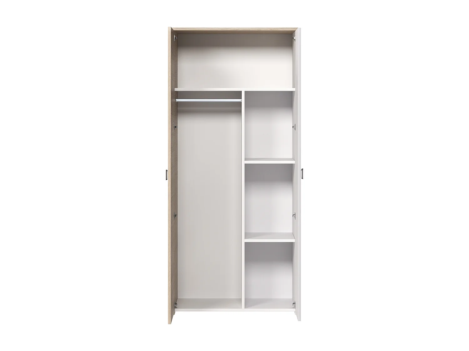 Kleiderschrank mit 2 Türen - B. 90 cm - Eichefarben & Weiß - SONIA