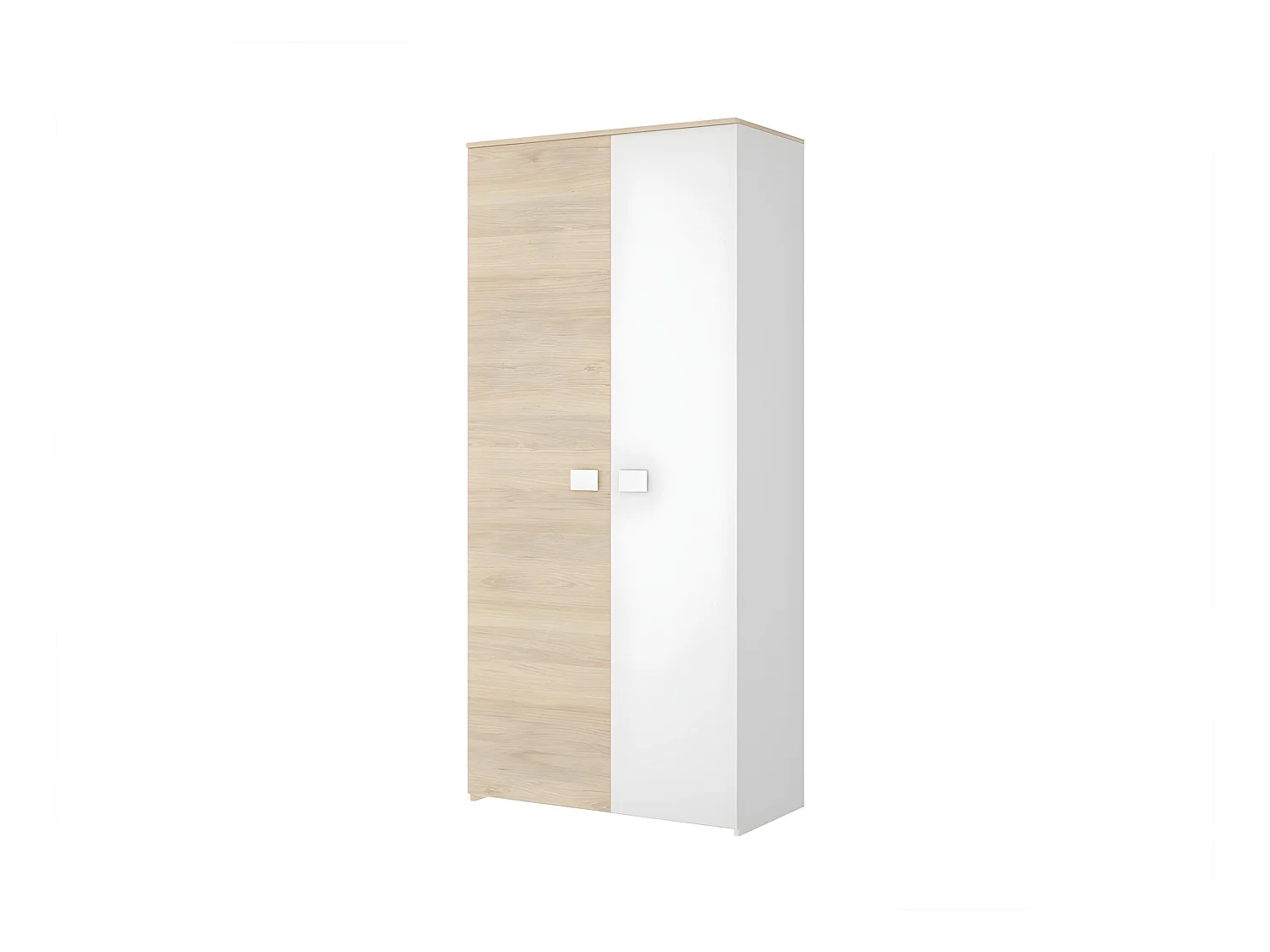 Armario SONIA - 2 puertas - Ancho 90 cm - Color: roble y blanco