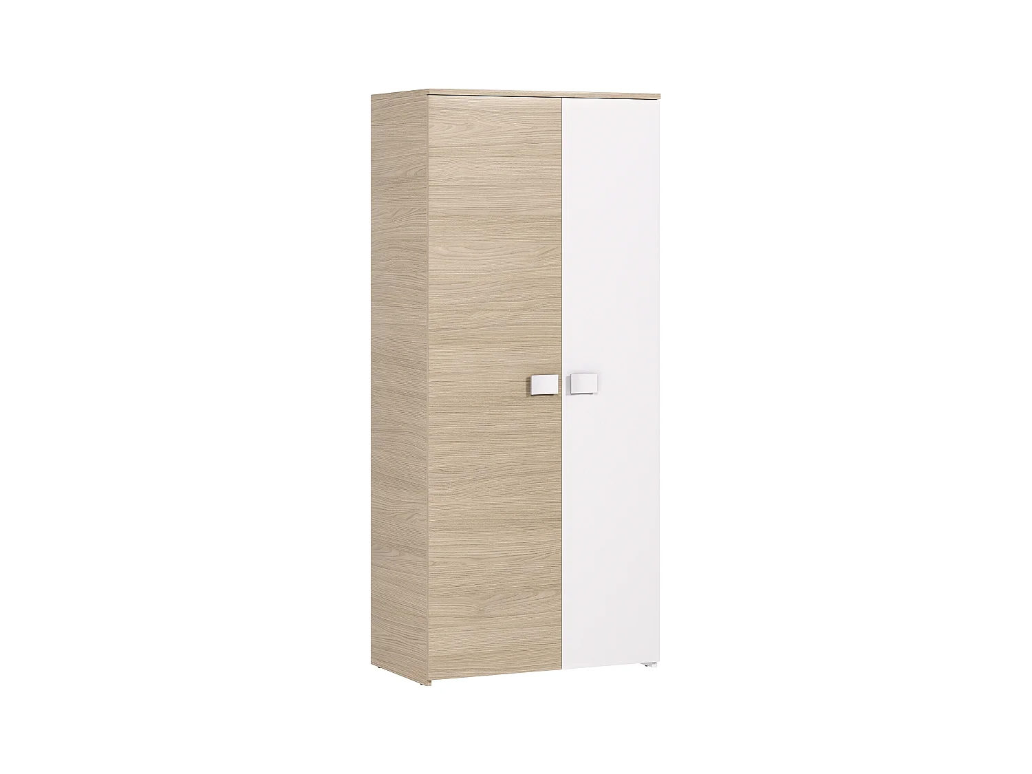Armario SONIA - 2 puertas - Ancho 90 cm - Color: roble y blanco