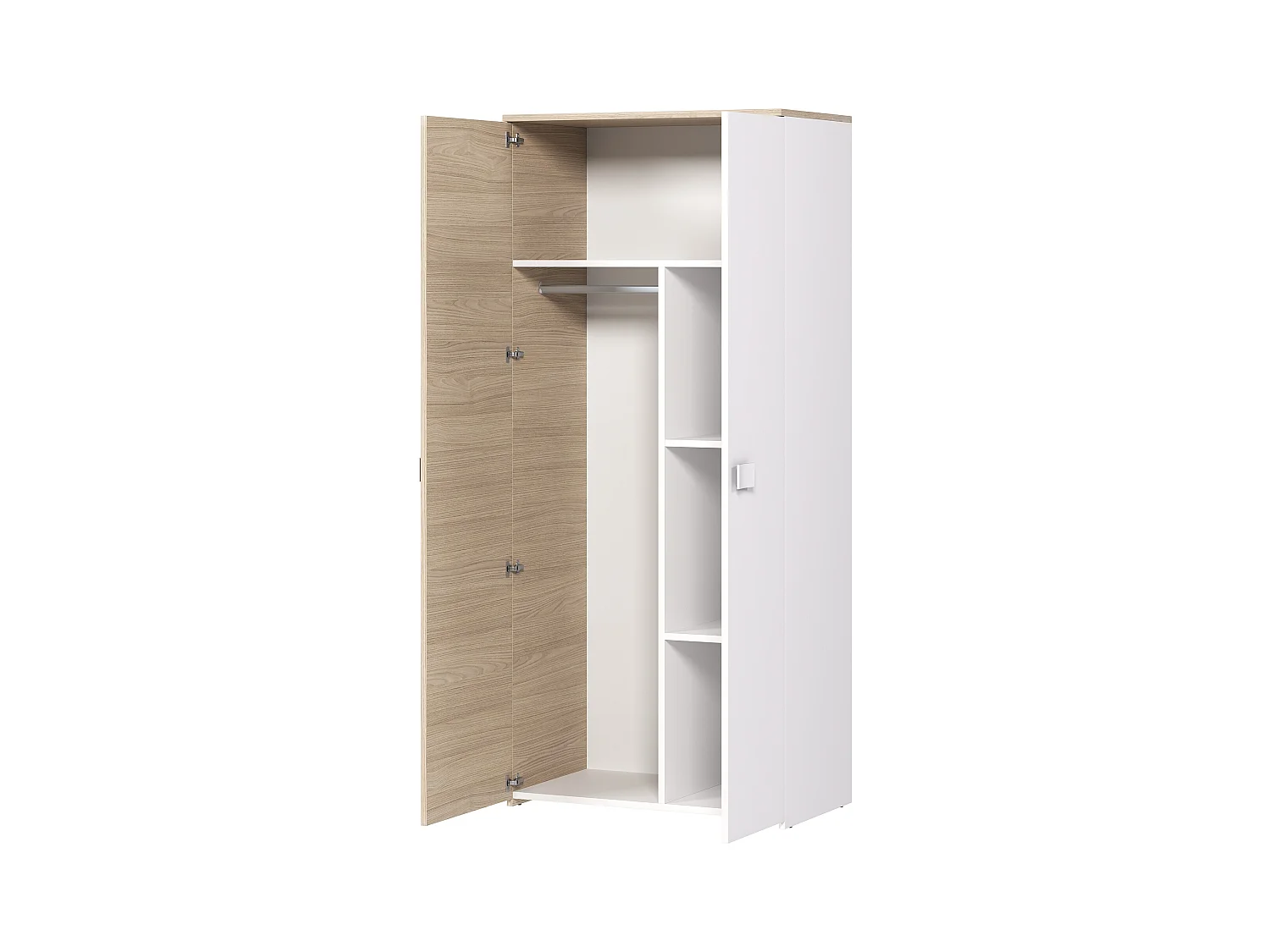 Armario SONIA - 2 puertas - Ancho 90 cm - Color: roble y blanco