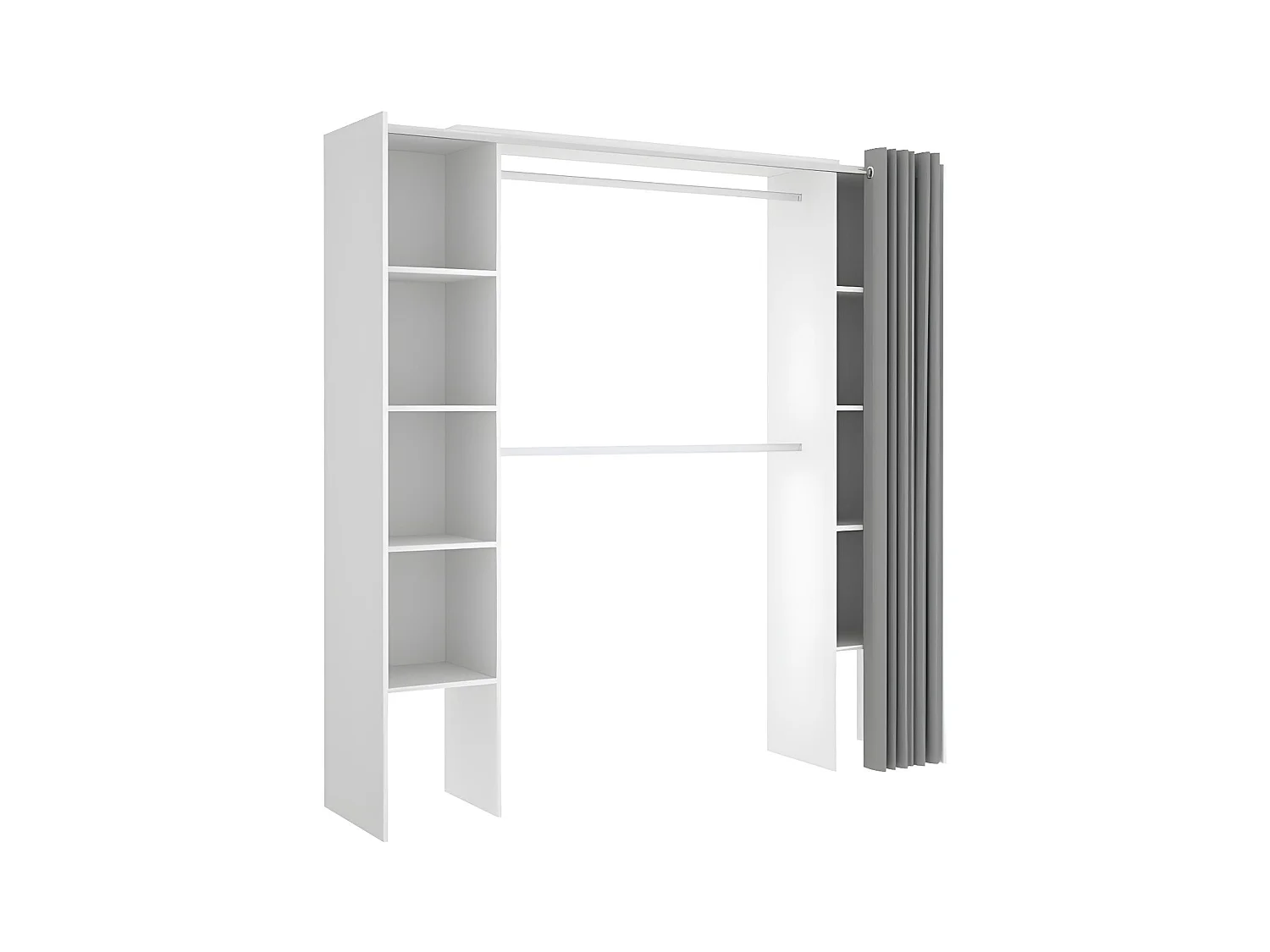 Dressing extensible DORIAN avec rideau - L110/180 cm - Coloris : Blanc et gris