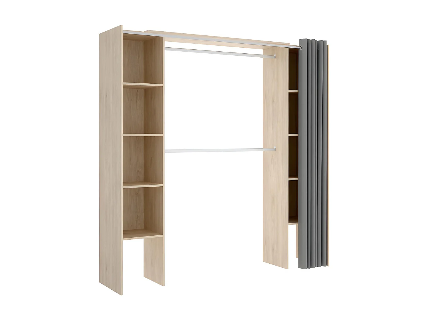 Dressing extensible DORIAN avec rideau - L110/180 cm - Coloris : Chêne et gris