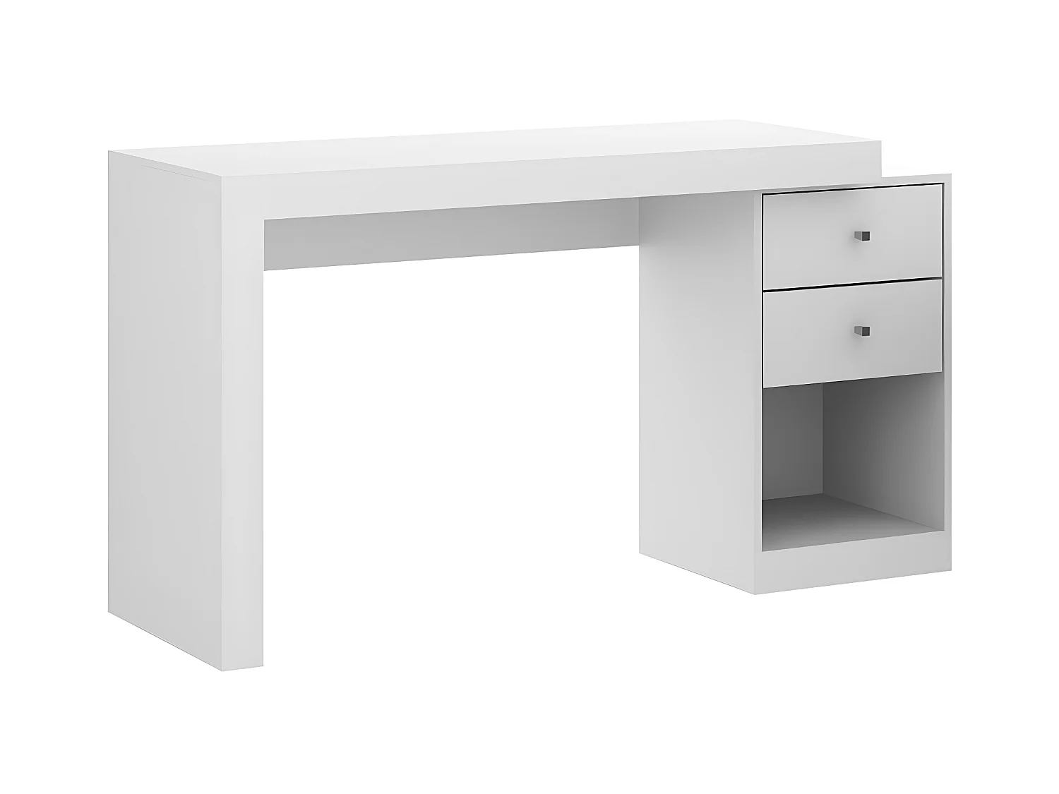 Escritorio extensible - 2 cajones y 1 estante - Blanco - EVAN