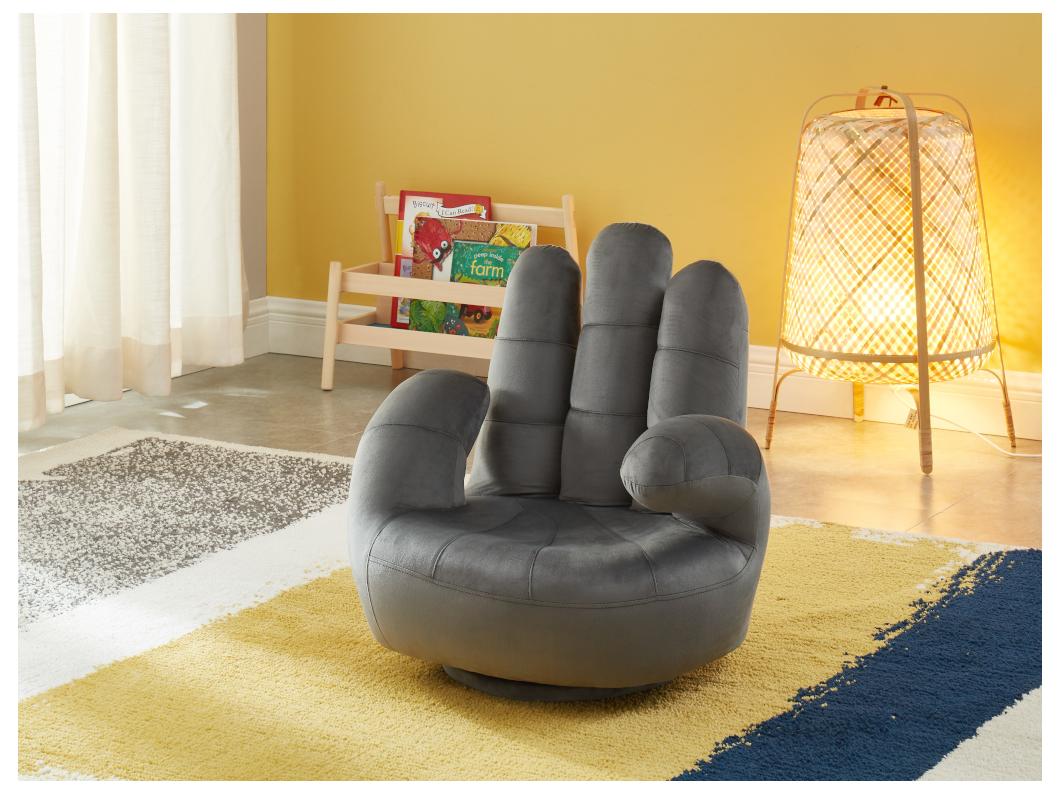 Kindersessel Fingersessel drehbar - Samt - Anthrazit - CATCHY